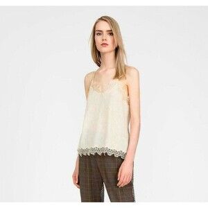 Semicouture Sequin Embellished Cami Tank Blouse Top Lace Sleeveless XS 205774